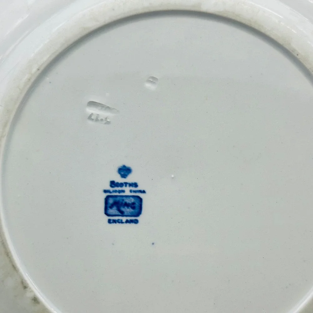 Vtg Booths Ming Silicon China Blue White Scalloped Dinner Plate England 9.75